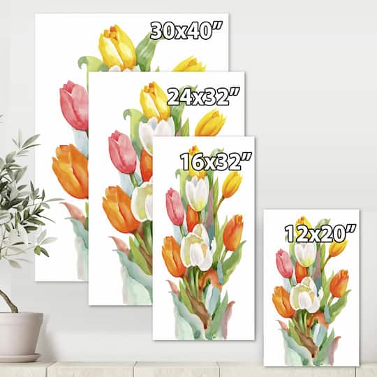 Designart - Blooming White and Orange Tulips Flower